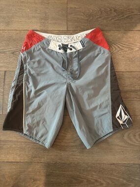 Vintage Volcom burnt orange, Gray & Black Swim Shorts